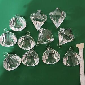 Crystal  Arcylic Faceted Ornament Hanging Prism - Clear Lot Of 11, Great Price!